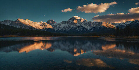 Rocky Mountains Reflected in Lake