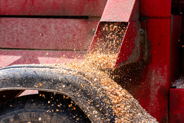 Output of wood chips from the wood chipper