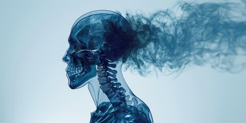 Xray of human head with a falling head effect, lifestyle concept