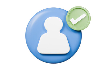 Profile personal online account approved with checkmark icon. Username password, Profile name, Secure login web security, Protection, Safety verification. authentications approve concept .3d rendering