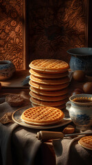 waffle dessert afternoon tea photography poster background
