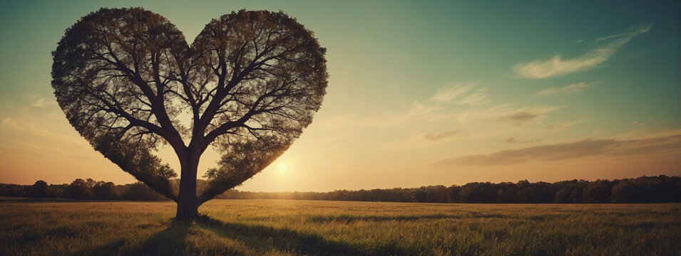 Heart Shaped Tree in Field
