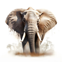 Drawing of an african elephant portrait. Stylized illustration of an elephant head.	
