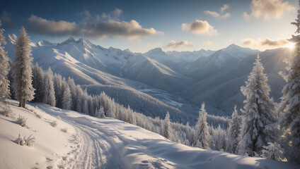 Snow Covered Mountain With Trees