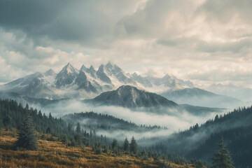 Obraz premium Foggy Mountain Range