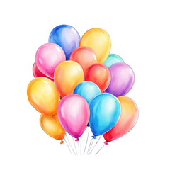 Colorful balloons watercolor illustration, cute birthday balloons vector art, celebration balloons
