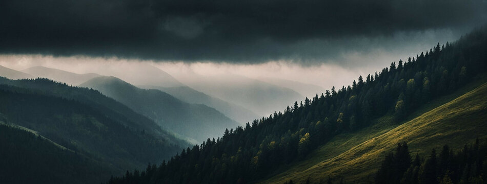 Dark Clouds Hovering Over Mountain Range