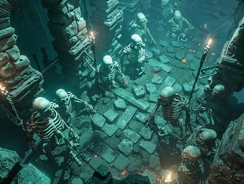 hyper realistic of Within the confines of the virtual dungeon the heroes uncovered the tomb of an ancient lich