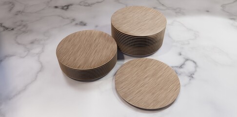 Stack of wooden plates