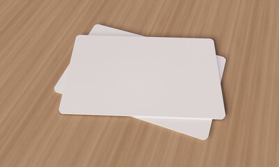 Business card mockup design on wooden surface