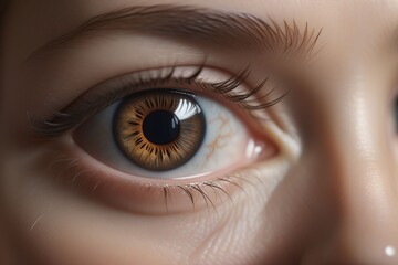 Fototapeta premium A close-up of a brown eye, horizontal composition