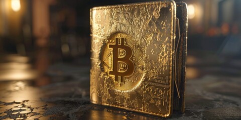 Bitcoin wallet, financial and cryptocurrency concept