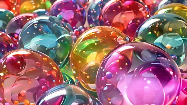 A collection of vibrant, colorful balls neatly arranged on top of one another