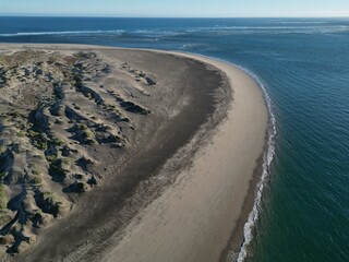 sand dunes desert by the pacific ocean in Puerto chale baja california sur magdalena bay aerial view panorama - 755720543