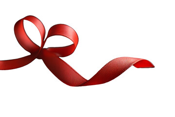 Red ribbon on white background, isolated, symbolizing love, celebration, and gifts
