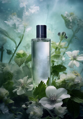 herbal plant essence, cosmetic container mockup