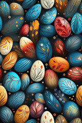 Fototapeta na wymiar Easter Egg Pattern: Seamless pattern with various egg designs.