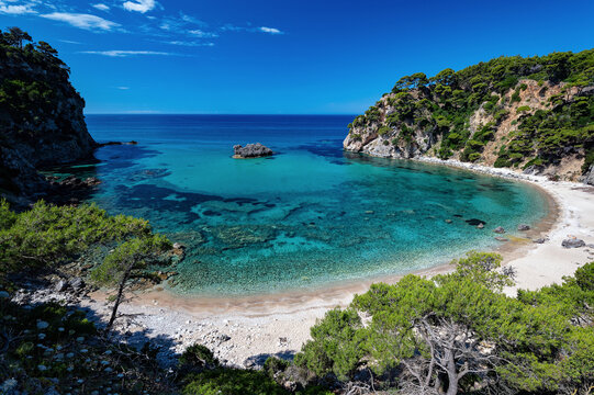 View of the beautiful Alonaki beach in Epirus, Greece in summer