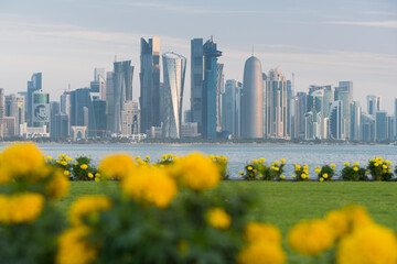 Skyline von der Corniche Promenade, West Bay, Doha, Katar