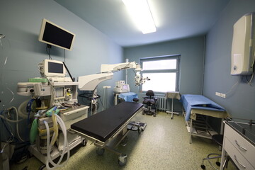 Operating room for eye surgery with many equipments at the center of endosurgery and lithotripsy