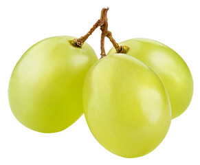 Grape. Green grapes isolated on transparent or white. Fresh green grape macro. Grapes transparent PNG. - 755723188