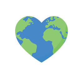 heart shaped earth icon, Earth day vector symbol