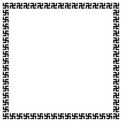 Greek frame ornaments, meanders. Swastika square meander border from a repeated greek motif Vector illustration on a white background