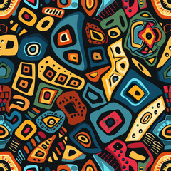 Naklejka premium A colorful abstract painting with many different shapes and patterns
