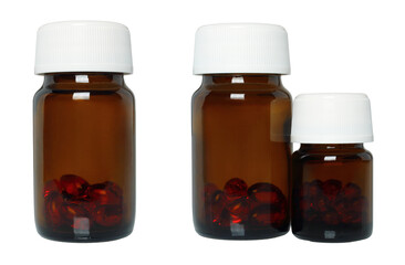 Set of Glass Medical Bottles, isolated on transparent background, medical concept - 755724344