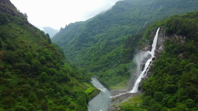 Jang falls also known as nuranang falls or bong bong falls some 100 metres high waterfall it falls into nuranang river and engulfed by mountains in tawang district Arunachal Pradesh state of India.