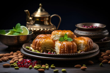 Oriental sweets - maamul, baklava and sherbet - traditional food for the holiday Eid al-Fitr