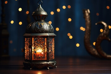 Eid ul fitr, Ramadan Kareem,Eid al Adha, Eid Mubarak.Muslim symbolism with islamic lantern .Holiday card - obrazy, fototapety, plakaty