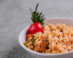 Bulgur with meat and vegetables