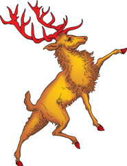The Rampant Royal Gold Deer vector #1049