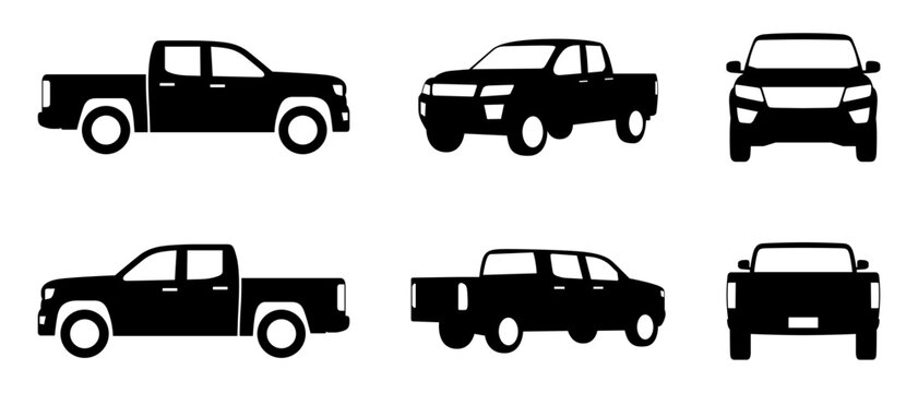 Car pickup truck icon set isolated on the background. Ready to apply to your design. Vector illustration.	