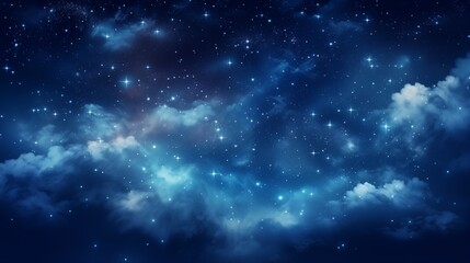 Obraz premium Starry night sky, cartoon style, night clouds.