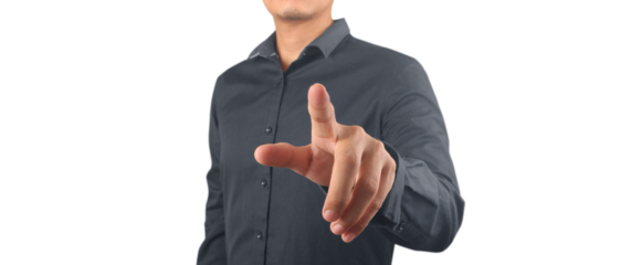 hand pressing social buttons