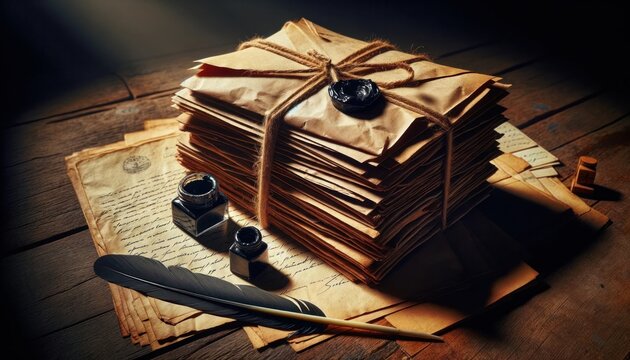 Vintage letters and quill on a desk, symbolizing repression of dissent