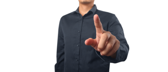 hand pressing social buttons