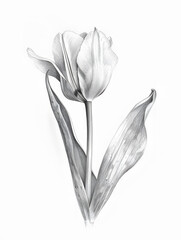 hand drawn sketch style tulip isolated on white background