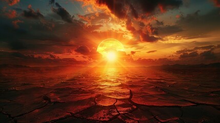 Intense Sunset Symbolizes Effects of Global Warming 