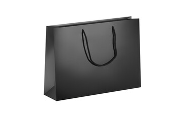 Black paper glossy shopping bag mockup with black handles