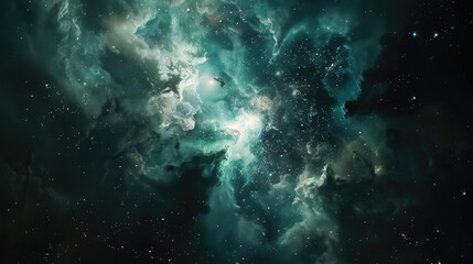 A galaxy with a spiral shape and a blue center. The stars are scattered throughout the galaxy, and the sky is dark