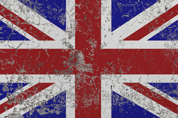Destructible, crumbling stone wall. Conceptual background in colors flag of United Kingdom