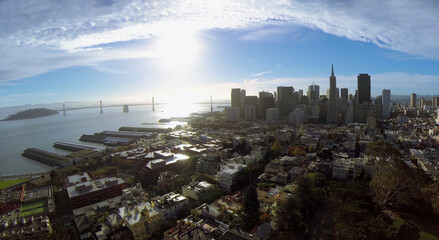 San Francisco cityscape at autumn sunny day. Aerial view