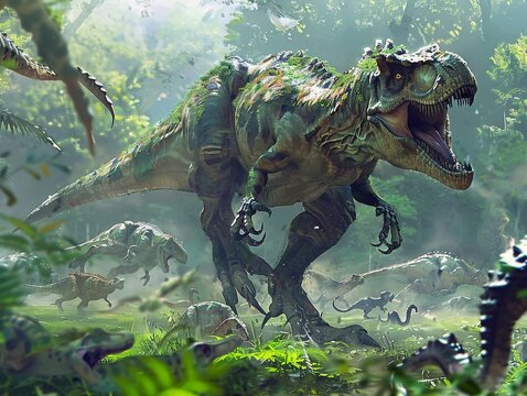 Commercial illustrate of Analyze the diverse forms of Ornithischians from armored tanks to agile herbivores.