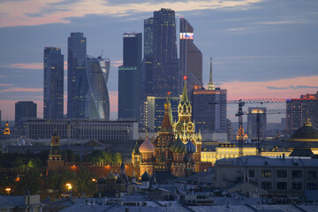  Modern Moscow International Business Center and Kremlin. Investments in Moscow International...