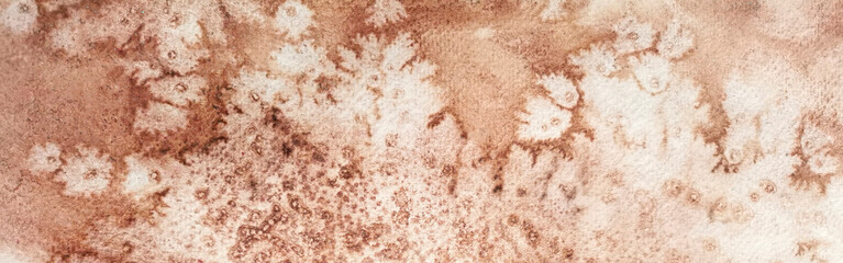 hand drawn watercolor  coffee spills on paper brown background