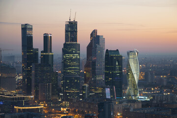  Modern Moscow International Business Center at morning. Investments in Moscow International...