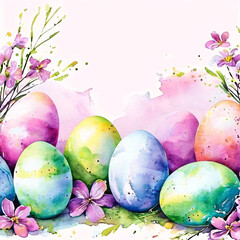 abstract colorful watercolor background easter eggs - 755732558